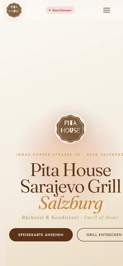 Website von Pita House Sarajevo Grill am Handy