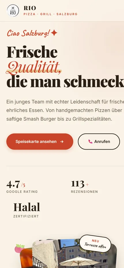 Website von Pizza & Grill RIO am Smartphone